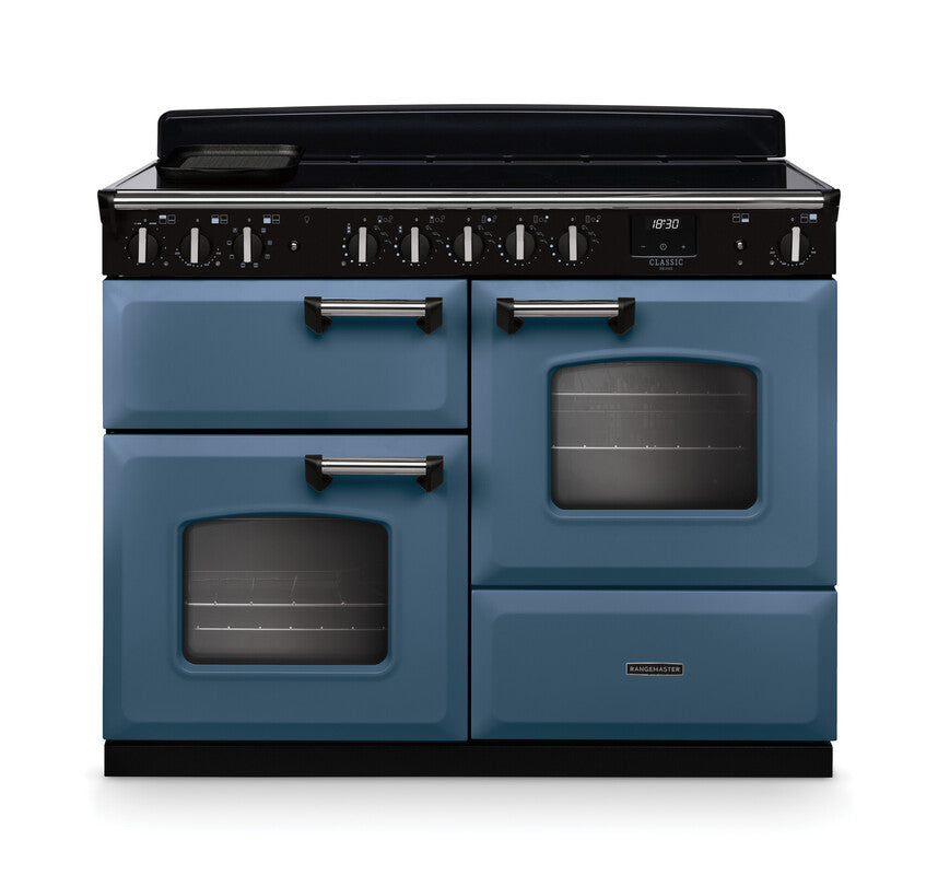Rangemaster Classic Deluxe Stone Blue Chrome