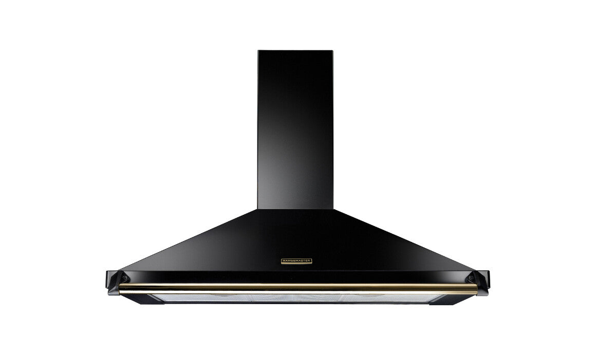 Rangemaster RCLAHDC110BL/B 134330 110CM RM CLASSIC HOOD BLACK/ BRASS RAIL