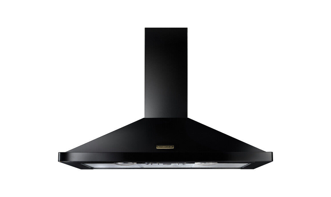 Rangemaster RHDC110BL/B 134510 110CM RM CHIMNEY HOOD BLACK/ BRASS BADGE