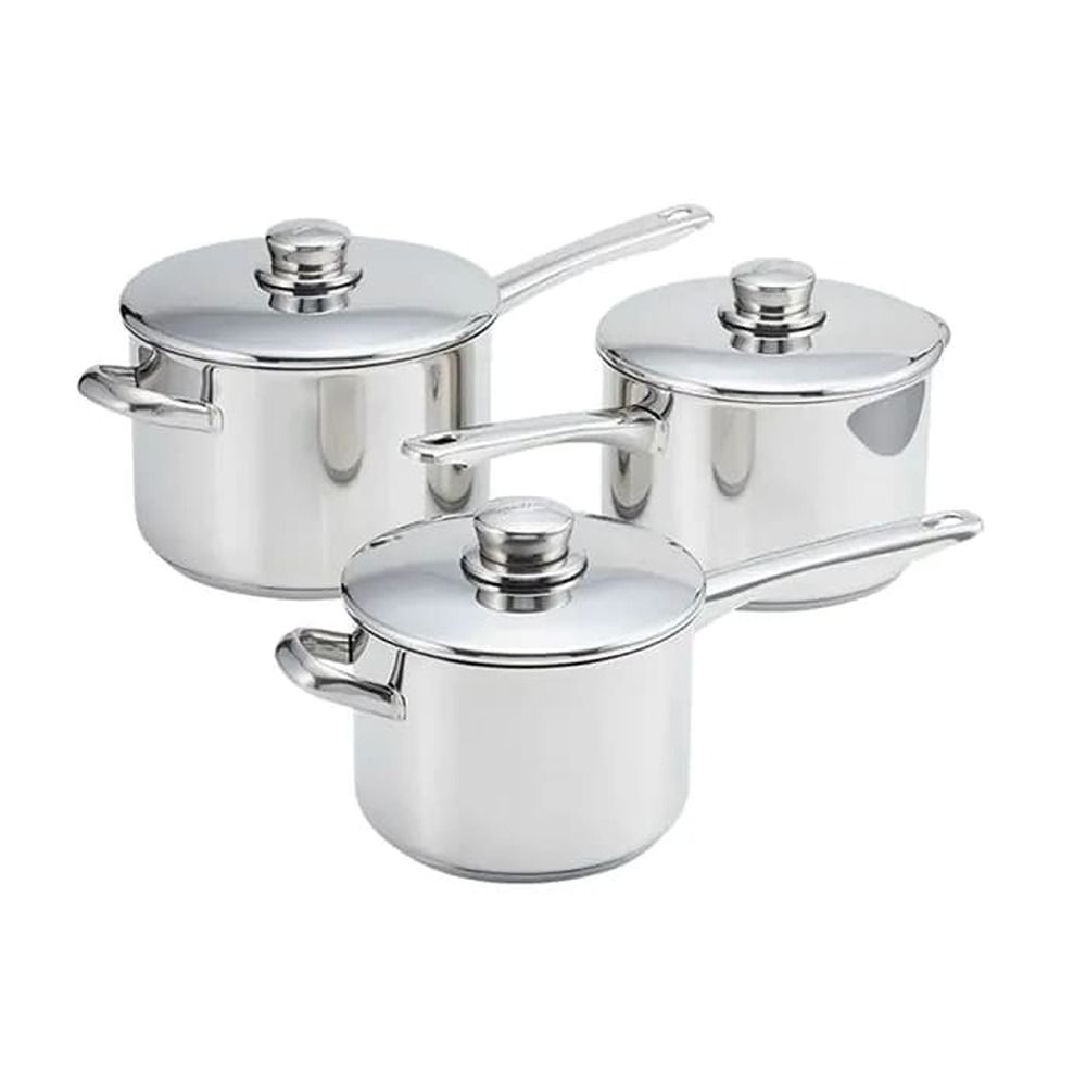 Stellar S8A1 3 piece stainless steel saucepan set
