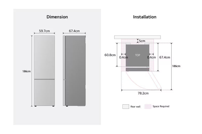 LG Fit & Max Fridge Freezer GBBSJ10EEP, Black-12