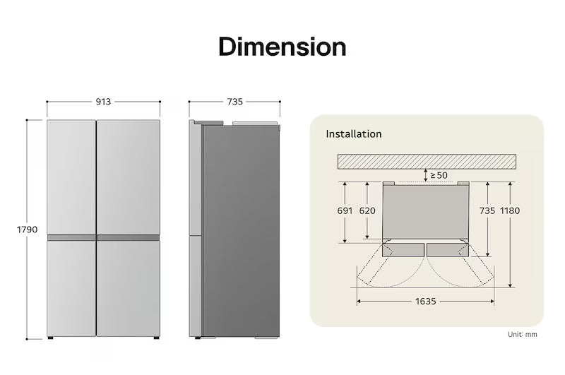 LG GSLE81EPBD 628L Linear Cooling™ American Style Fridge Freezer, Black-4