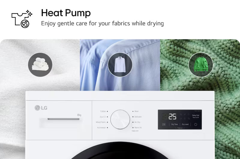 LG RHA1008NWK 8kg Heat Pump™ Dryer Series 2, White-6