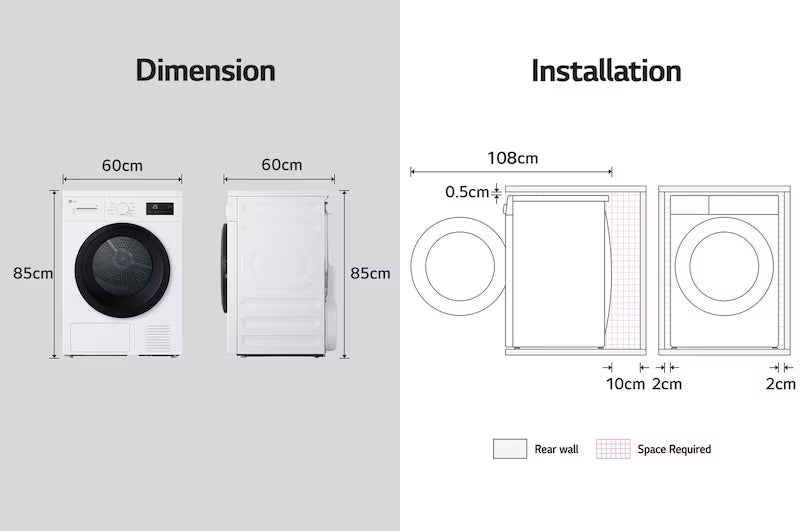 LG RHA1008NWK 8kg Heat Pump™ Dryer Series 2, White-9