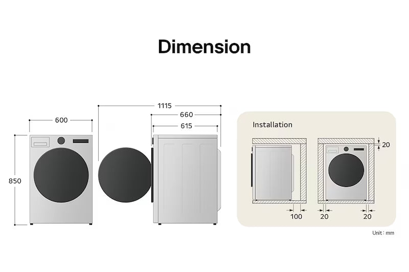 LG FDV709W 9kg DUAL Inverter Heat Pump Dryer - White-4