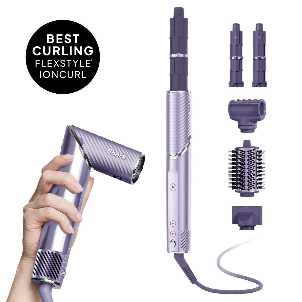 Shark FlexStyle IonCurl in Lilac with attachments